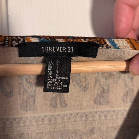 Forever 21 Boho Elephant Print Mini Dress - Long Sleeve - Size S - Picture 3 of 3